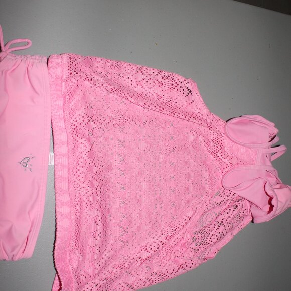 Pink 2Pcs Justice Tankini Swimsuit Size 14 - Picture 6 of 10